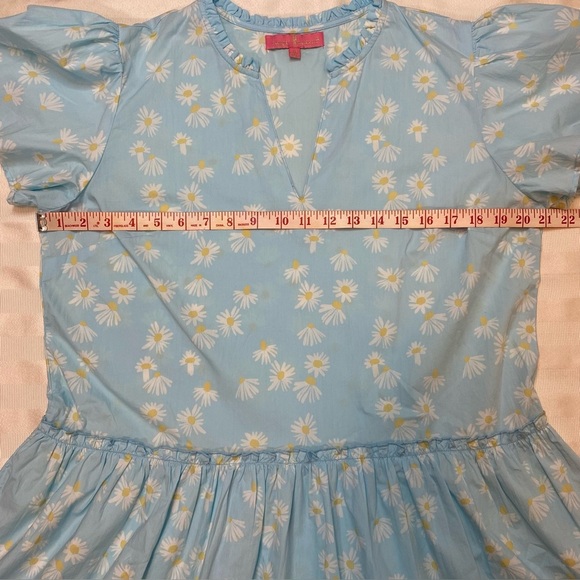 Simply Southern Dress Size S Powder Blue with Daisy Print V-neck Ruffled Skirt - Picture 5 of 14